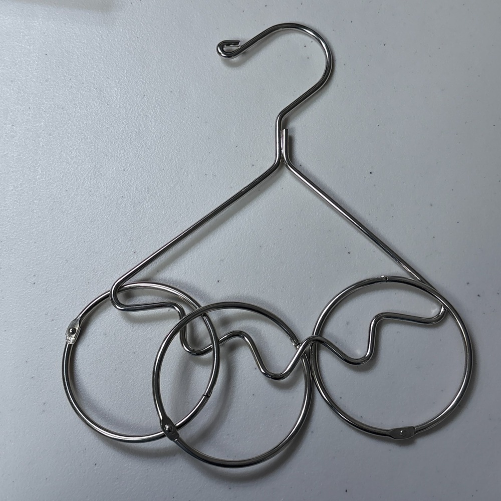 Tie Suspender Braces Belt Scarf Hanger Closet Organizer Metal Silver 6" (C)